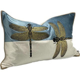 Cushion Cover - Hand Embroidered - Blue / White / Gold - 600 X 400