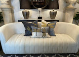 Cushion Cover - Hand Embroidered - Blue / White / Gold - 600 X 400