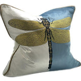 Cushion Cover - Hand Embroidered - Blue / White / Gold - 550 X 550