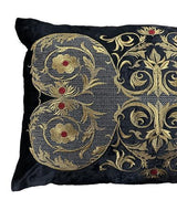 Cushion Cover - Hand Embroidered - Black Withantique Gold Design