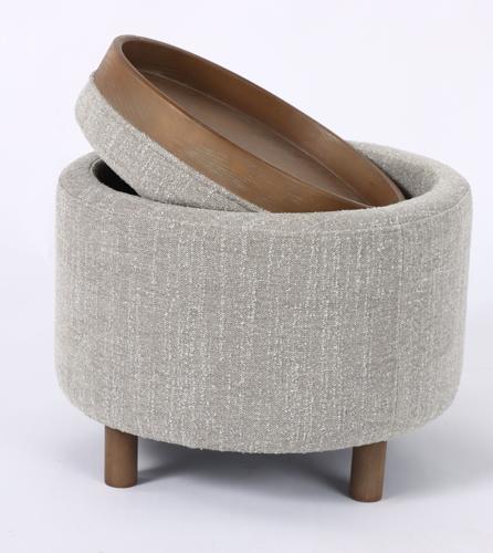 Luna Ottoman - Taupe with Reversible Ash Wooden Tray
