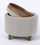 Luna Ottoman - Taupe with Reversible Ash Wooden Tray