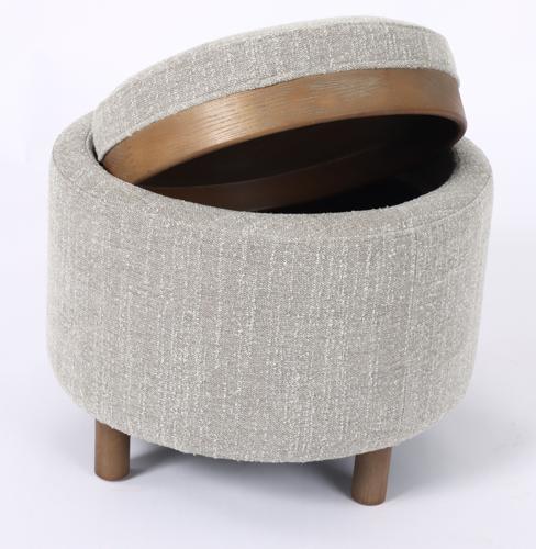 Luna Ottoman - Taupe with Reversible Ash Wooden Tray