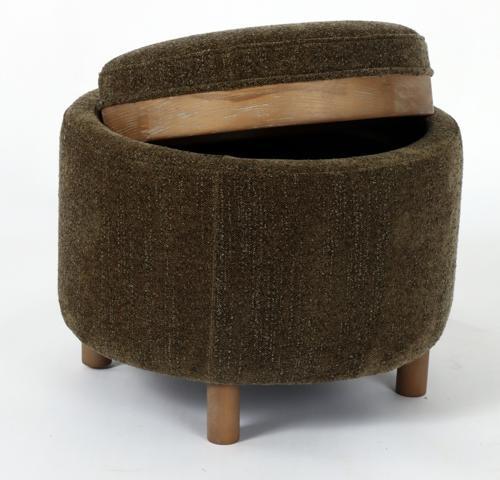 Luna Ottoman - Olive with Reversible Ash Wooden Tray