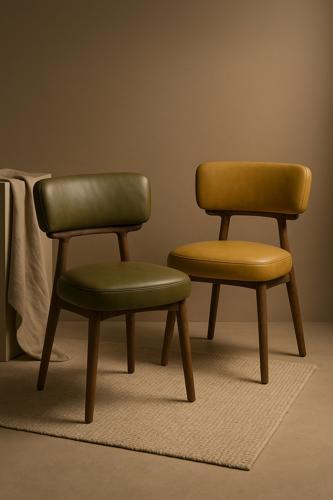 Willow Dining Chair in Ginger Leather - 465 X 600 X 775