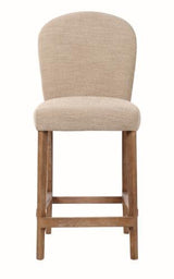 Amberley Fabric Bench Height Barstool with Leather Handle & Studs