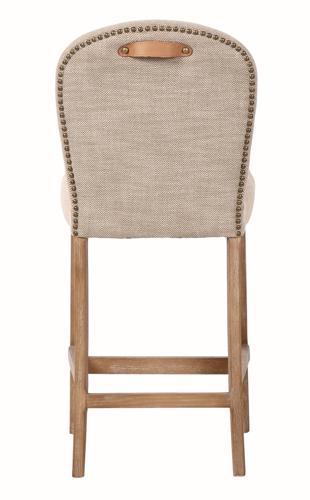 Amberley Fabric Bench Height Barstool with Leather Handle & Studs