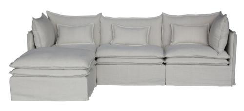 Malta Double Cushion Sectional Corner Left - Salt & Pepper