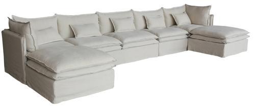 Malta Double Cushion Sectional Ottoman - Salt & Pepper
