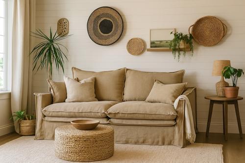 Marseille 3 Seater - Oatmeal 100% Linen