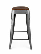 Industrial Leather Barstool