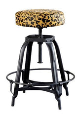 Leopard Leather Adjustable Barstool