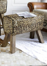 Leopard Leather Vault Stool