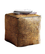 Leopard Leather Square Ottoman