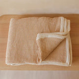 Latte Pique Waffle Throw with Natural Border - Akiiko