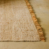 Handwoven Olio Jute Rug with Fringes - Akiiko - Medium