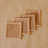 Akiiko Jute Table Top Set Brown Jute Placemat, Runner, Coaster Triangle Weave