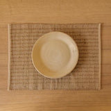 Akiiko Jute Table Top Set Brown Jute Placemat, Runner, Coaster Triangle Weave