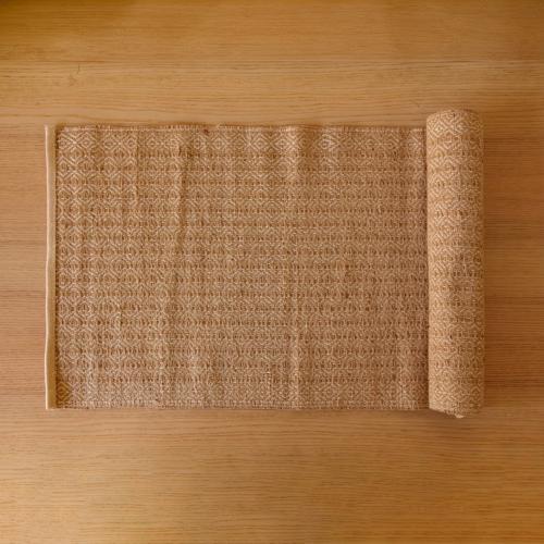 Akiiko Jute Table Top Set Brown Jute Placemat, Runner, Coaster Triangle Weave