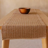 Akiiko Jute Table Top Set Brown Jute Placemat, Runner, Coaster Triangle Weave