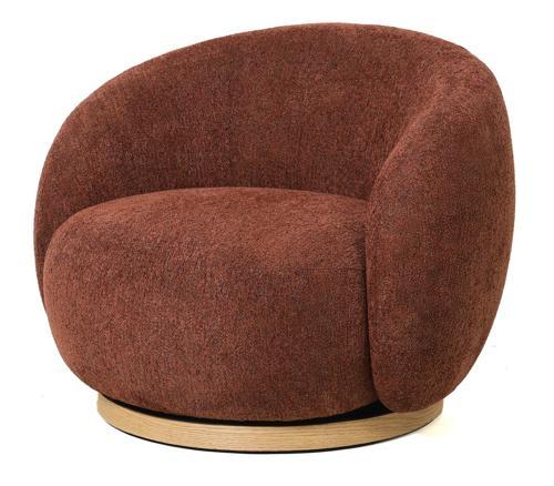 Miami Swivel Chair Xl Withwood Base - Burnt Ochre