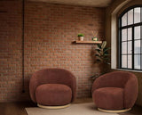 Miami Swivel Chair Xl Withwood Base - Burnt Ochre