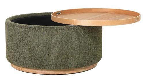 Miami Tray Ottoman Xl Withwood Base - Moss Green