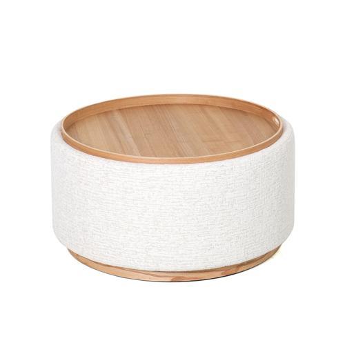 Miami Tray Ottoman Xl Withwood Base - Seashell