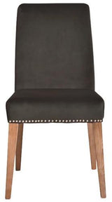 Pascal Dining Chair - Dark Grey Velvet with Antique Studs
