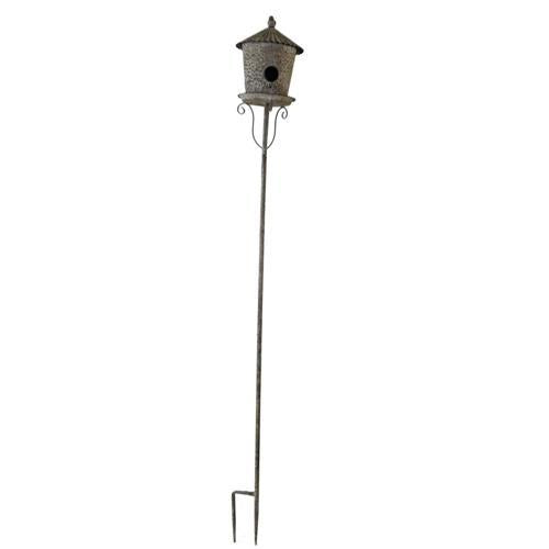 Antique Metal Bird House Graden Stake