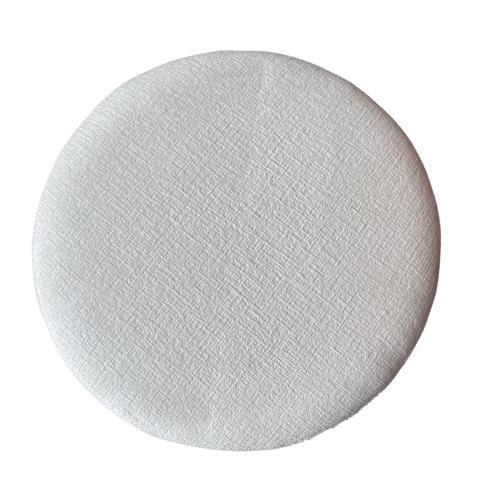 Round Ottoman with White Boulce Fabric / Oak Base