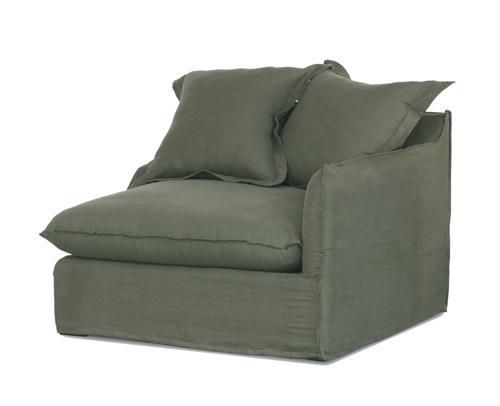 Oasis Washed Linen Dream Sofa Right - Olive 100% Belgian Linen
