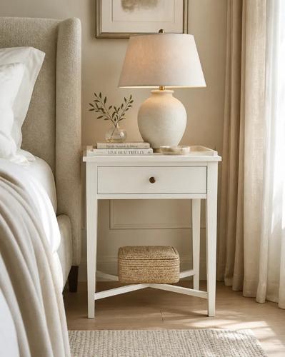Bordeaux Bedside Table - White - 540 X 350 X 720