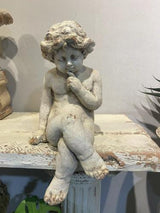 Vintage Sitting Cupid - Antique Marble