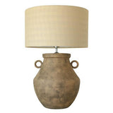 Brown Ceramic Lamp with Hessian Shade - 460 X 460 X 685
