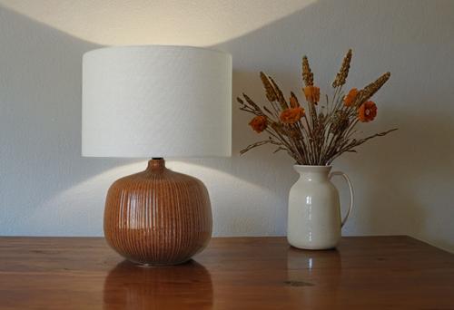 Tabacco Ceramic Lamp with Linen Shade - 380 X 380 X 515