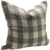 Linen Cushion Cover - Ivory / Brown - 550 X 550