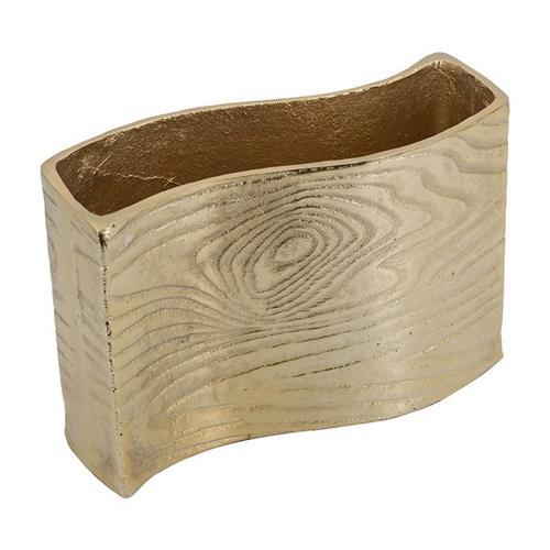 Aluminium Timber Wavy Rect Vase, Small - 250 X 95 X 225