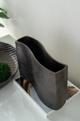 Aluminium Timber Wavy Rect Vase, Large - 295 X 95 X 225