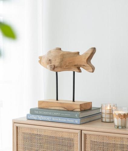 Teak Fish Figure on Stand
