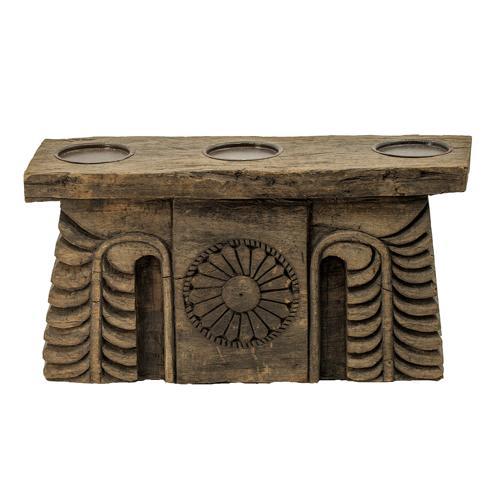 Antique Carved Pillar Candle Holder - 510 X 120 X 200