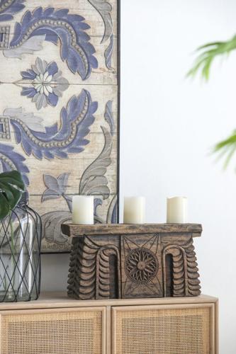 Antique Carved Pillar Candle Holder - 510 X 120 X 200