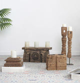 Antique Carved Pillar Candle Holder - 510 X 120 X 200