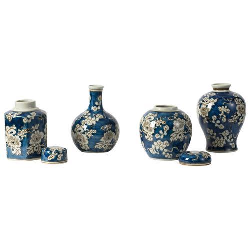 Blue and White Jar and Vase Set of 4 - 105 X 95 X 155