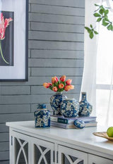 Blue and White Jar and Vase Set of 4 - 105 X 95 X 155