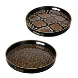 Snake Print Round Trays Set of 2