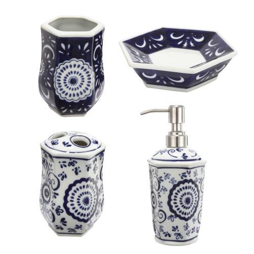 Blue Bathroom Accessory Set