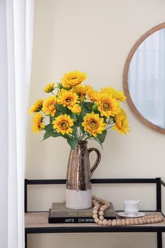Yellow Sunflower Stems 9 Heads