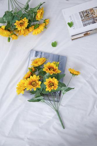 Yellow Sunflower Stems 9 Heads