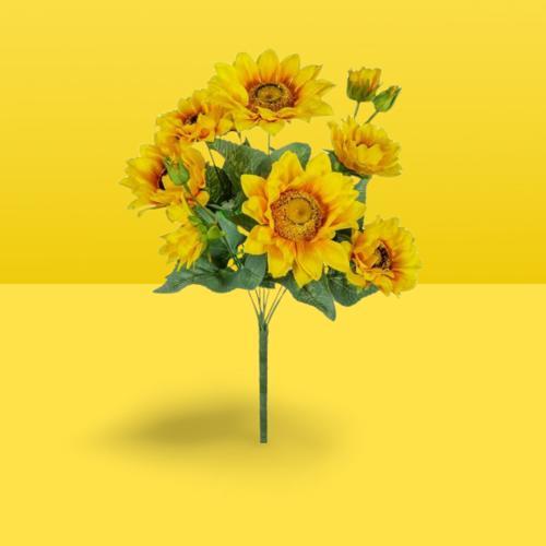 Yellow Sunflower Stems 9 Heads